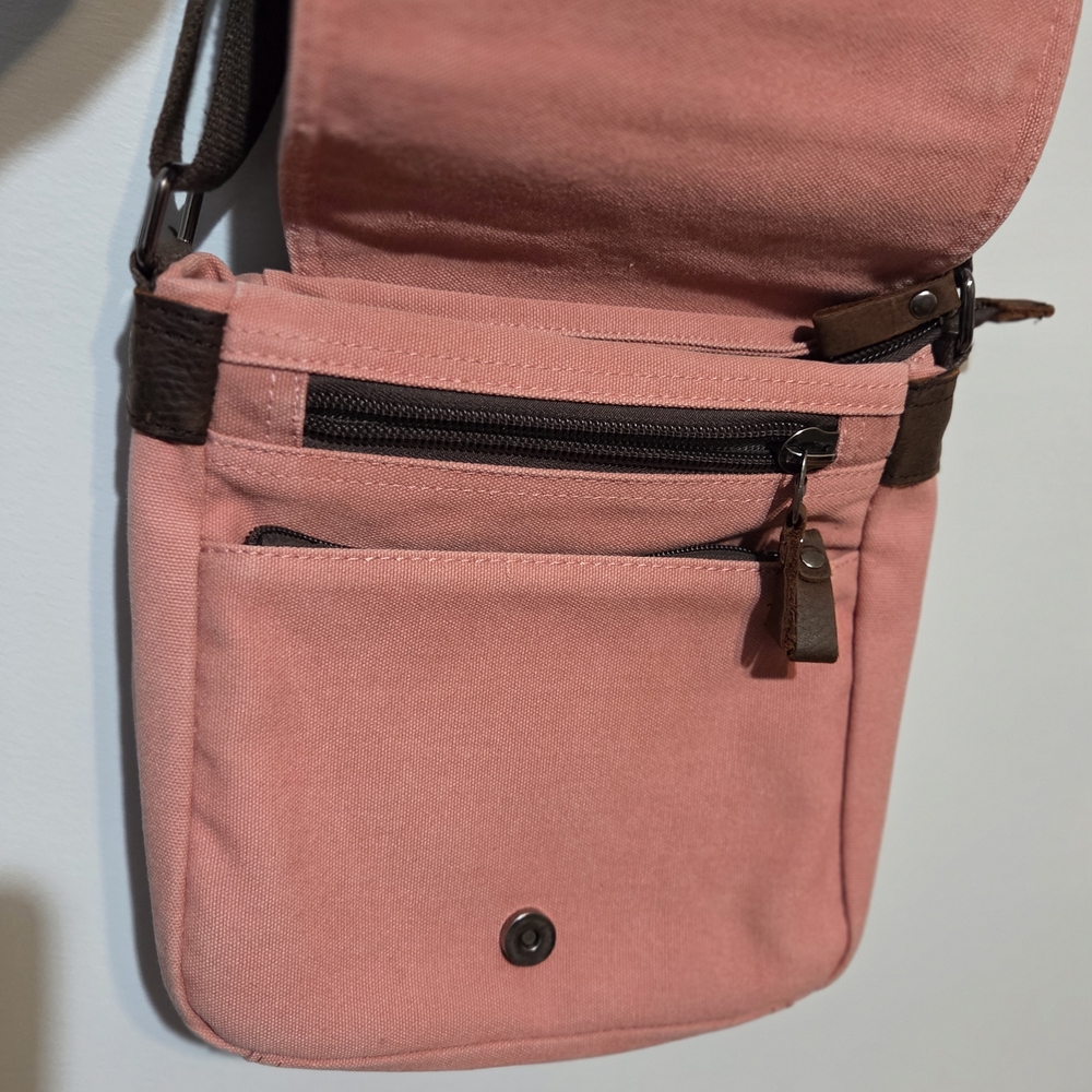 Acacia Crossbody Pink Canvas Bag Purse - Picture 3 of 10